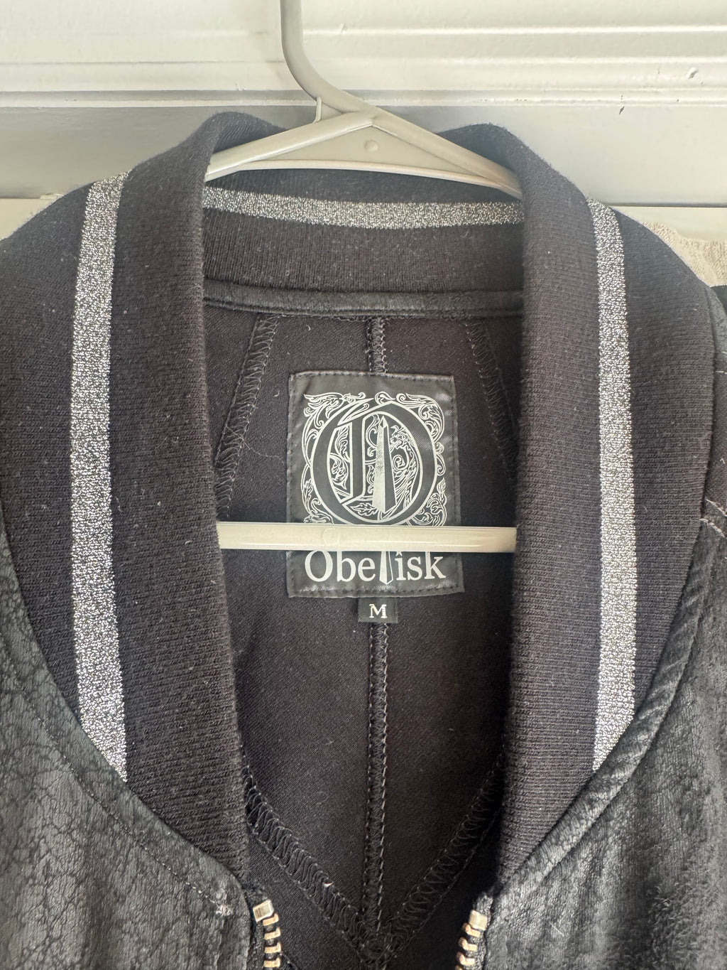 Obelisk Suede Leather Light Jacket with Skull Headdress Embroidery