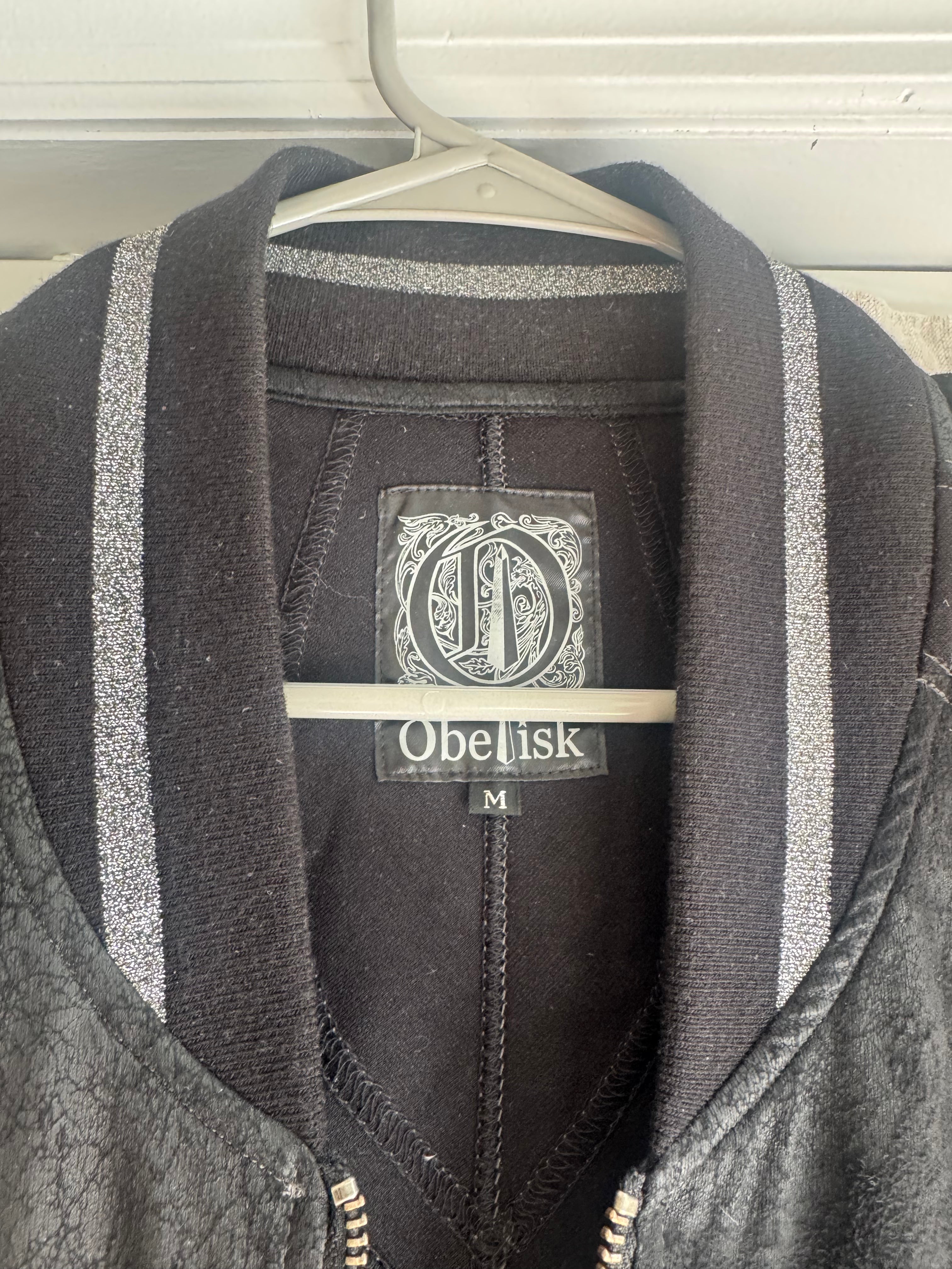 Obelisk Suede Leather Light Jacket with Skull Headdress Embroidery